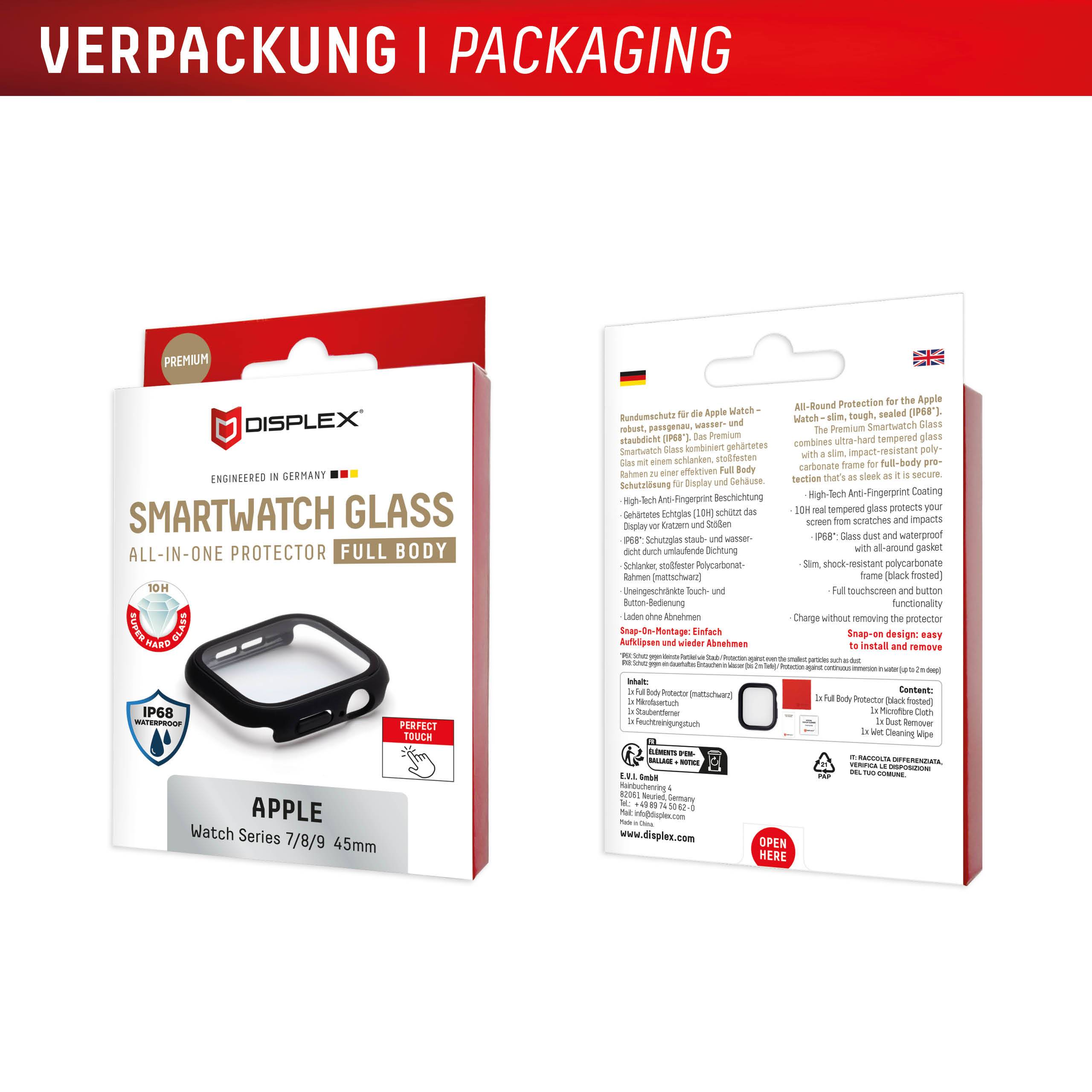 E.V.I. 02131, Displayschutz, Smartwatch, Transparent, Apple, Apple Watch 10 (42mm), Polycarbonat (PC), Gehärtetes Glas-2