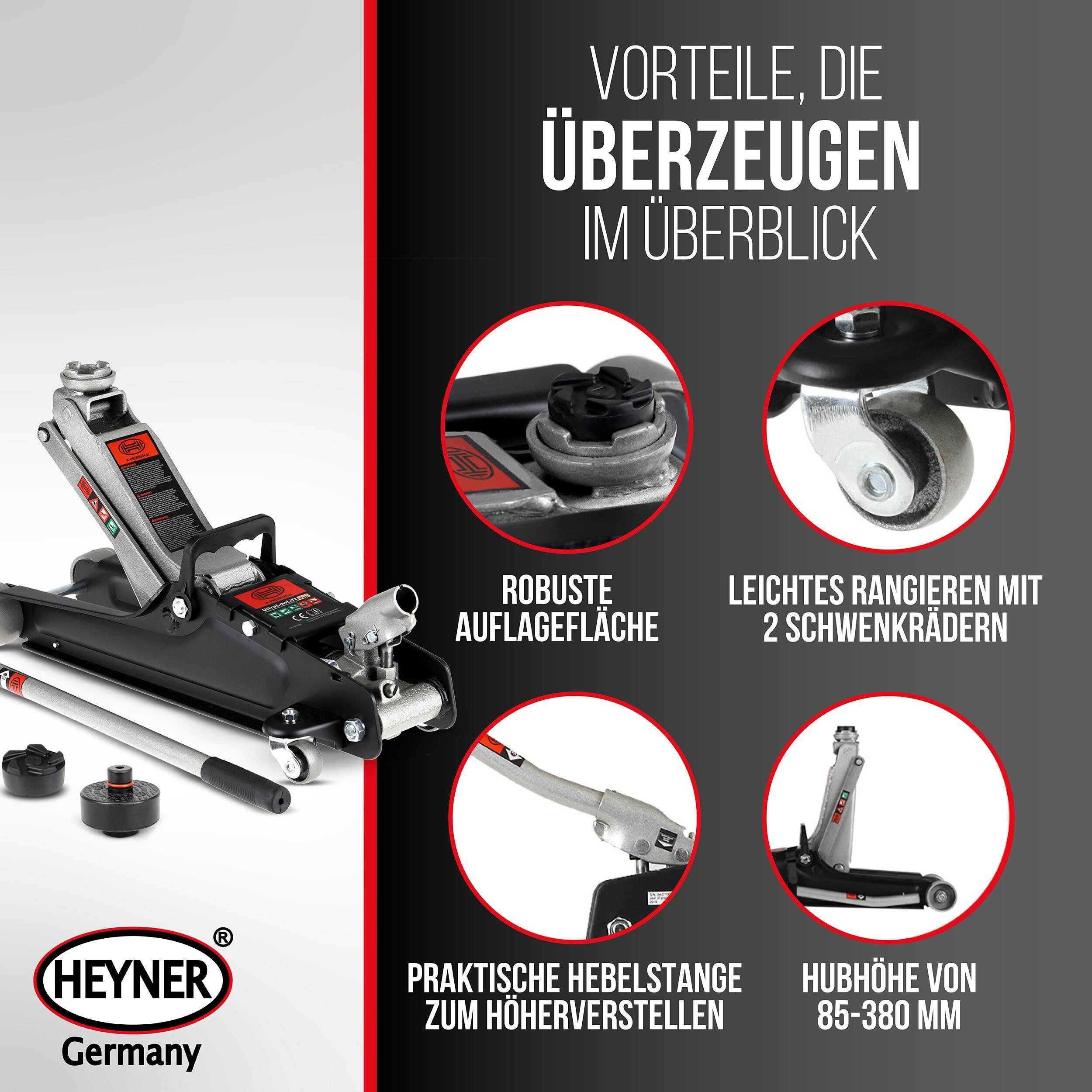 HEYNER® Rangierwagenheber Set, passende Auflage für Tesla-Modelle Ersatzgummiauflage für Tesla Model 3, S, Y-3