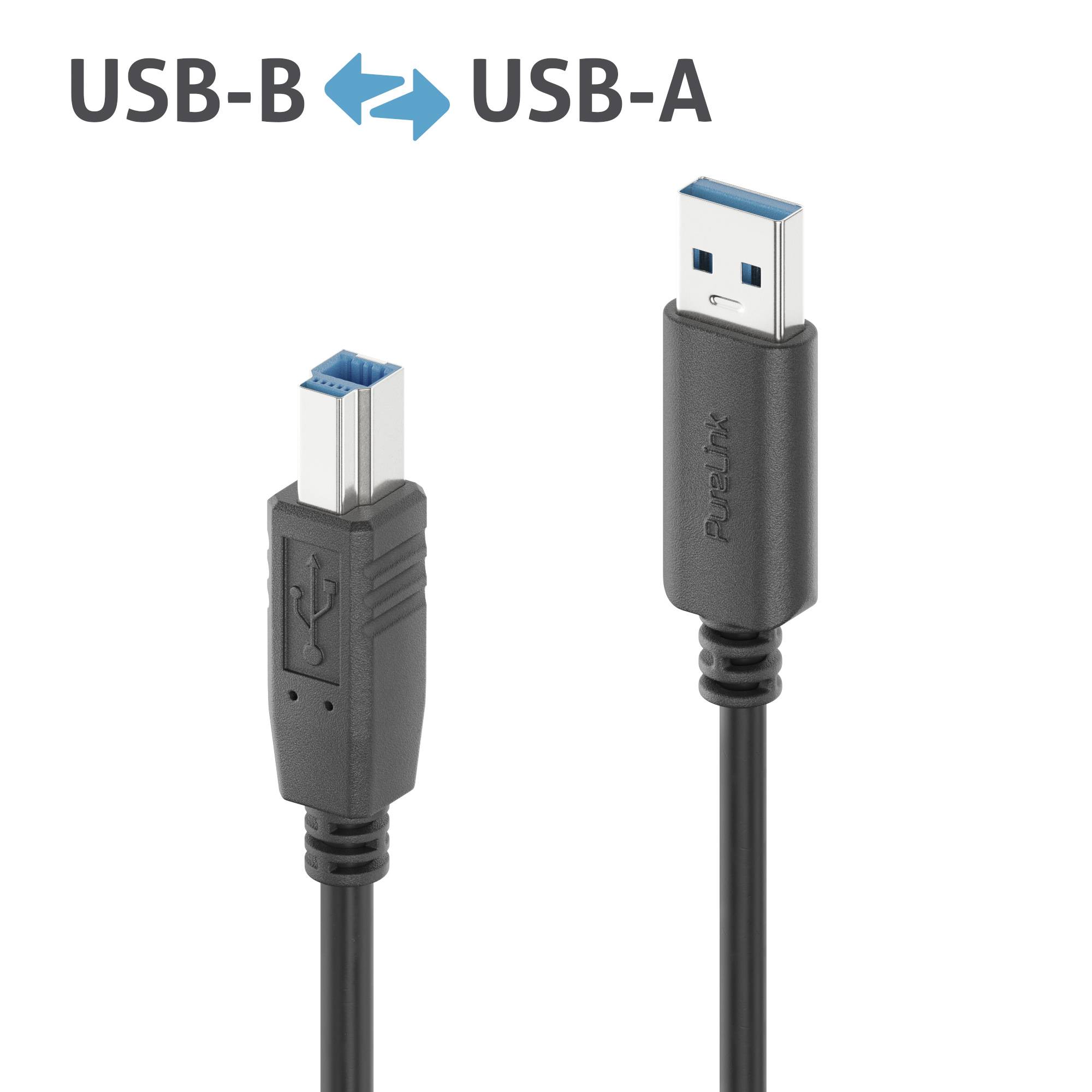 Hochwertiges USB 3.2 USB-A / USB-B Kabel - 0.50m, schwarz-0
