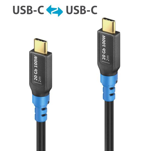 USB4 Gen2 USB-C auf USB-C Kabel, schwarz , 2.00m, Single Cable