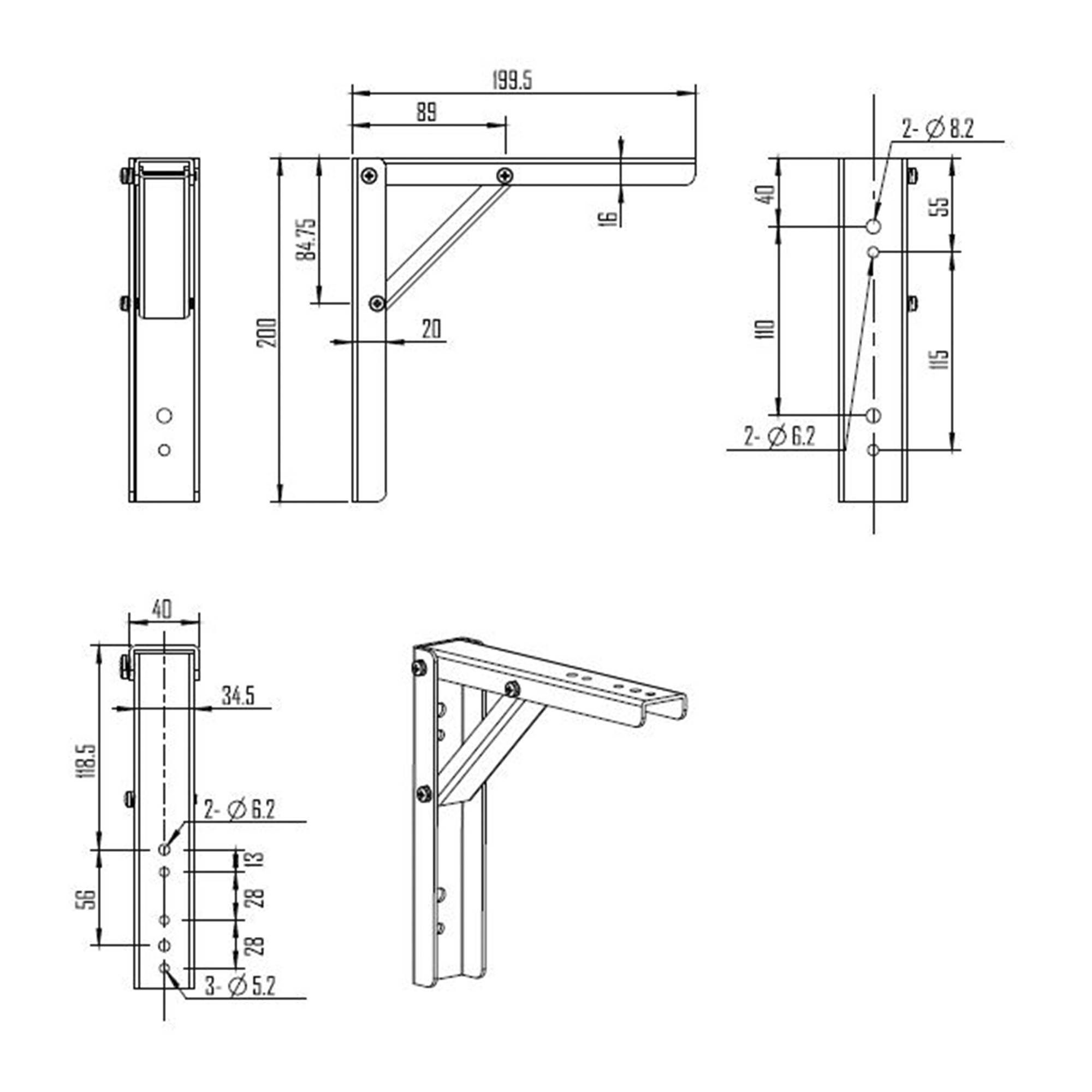 Halterungs-Verlängerung aus Metall 20,0x20,0cm (8x8")-1