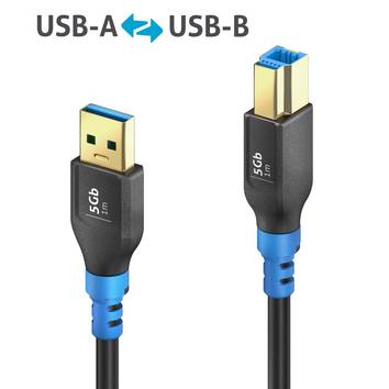 USB 3.2 Gen1 USB-A / USB-B Kabel, schwarz, 1.00m, Single Cable