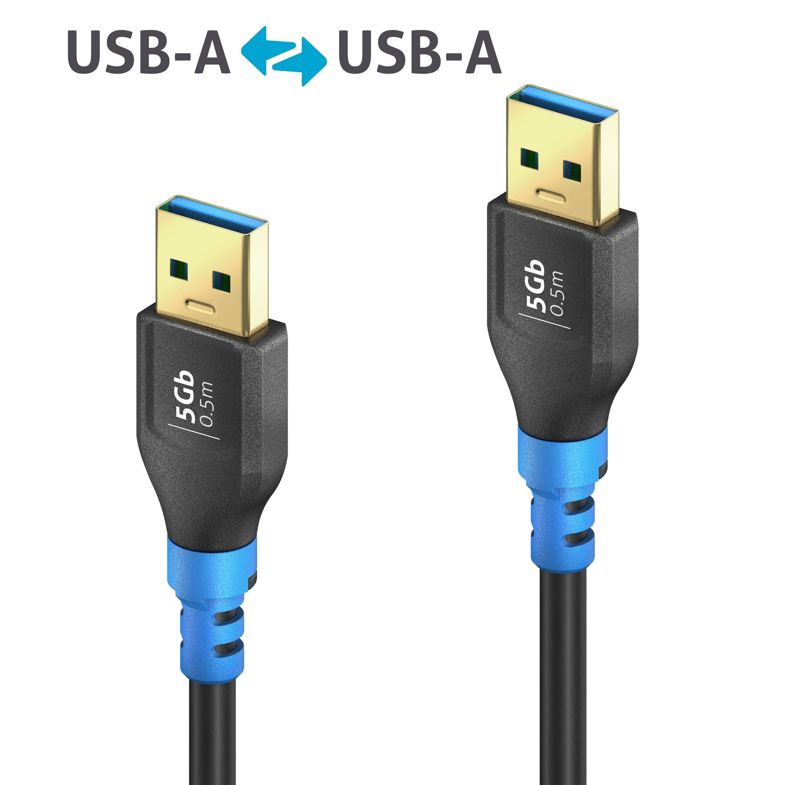 USB 3.2 Gen1 USB-A / USB-A Kabel, schwarz, 0.50m, Single Cable-0