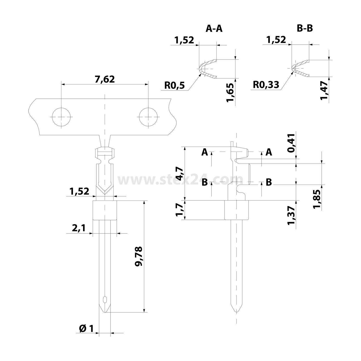 HARTING Crimpkontakt, Stift, Kupferlegierung, Leiterquerschnitt: 0,09 bis 0,25 mm², AWG 28 bis AWG 24 - 1 Stück-1
