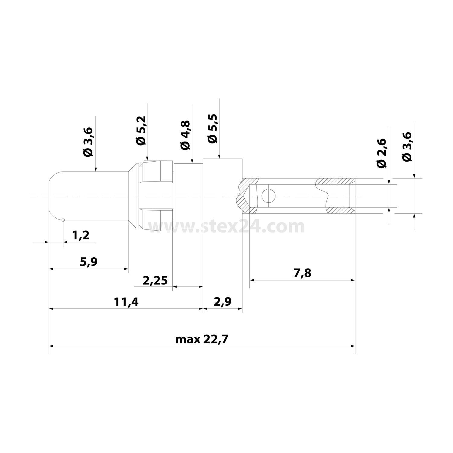 100 Stk. Harting Crimpkontakt gerade 09692827421-1