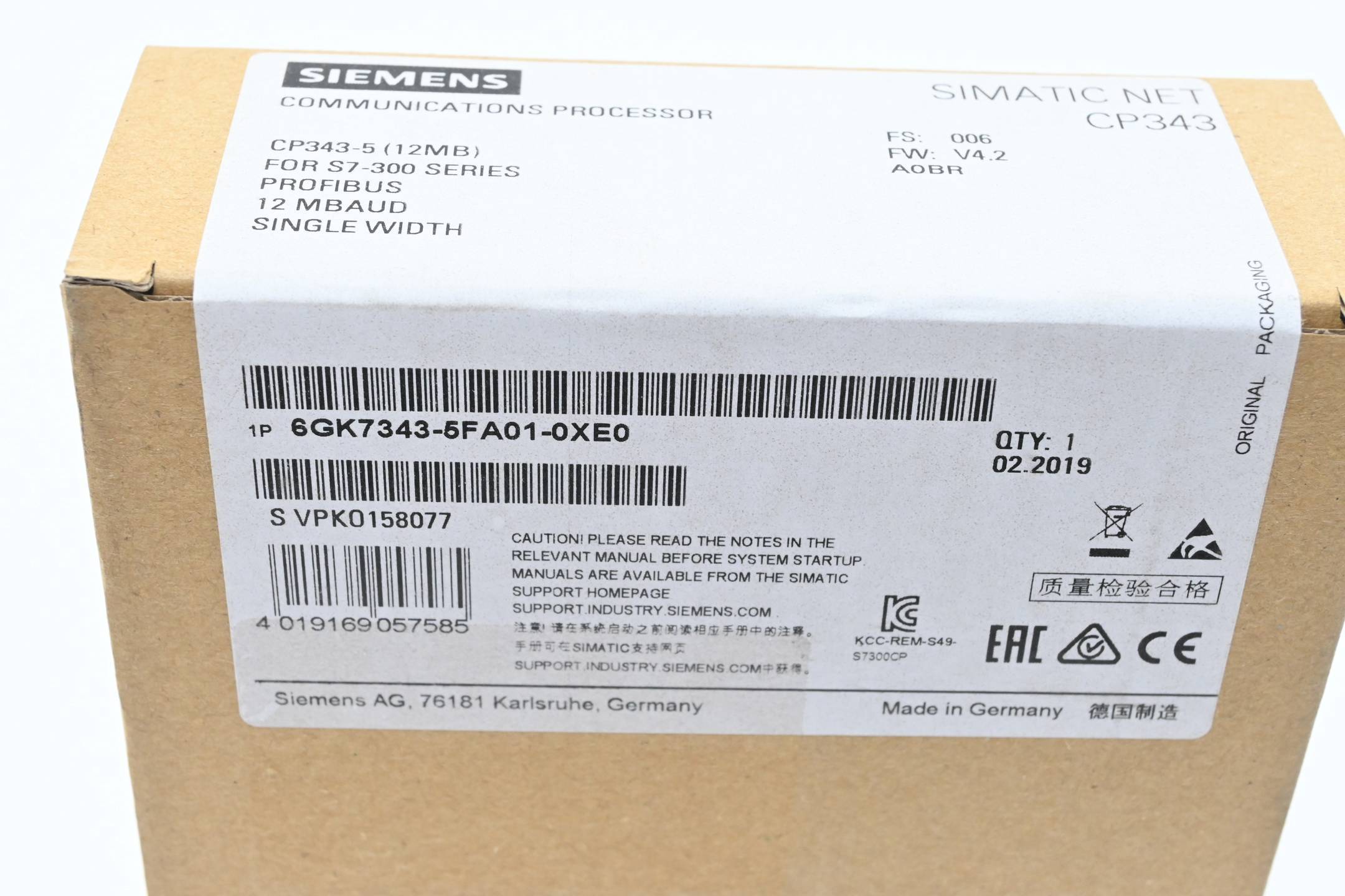 Siemens Simatic NET CP 343-5 6GK7343-5FA01-0XE0 ( 6GK7 343-5FA01-0XE0 ) E.006-2