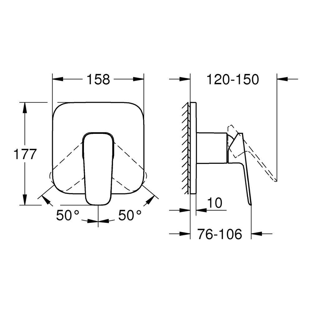 Grohe Einhand-Brausebatterie Cubeo 101777, 1 Stk.-2