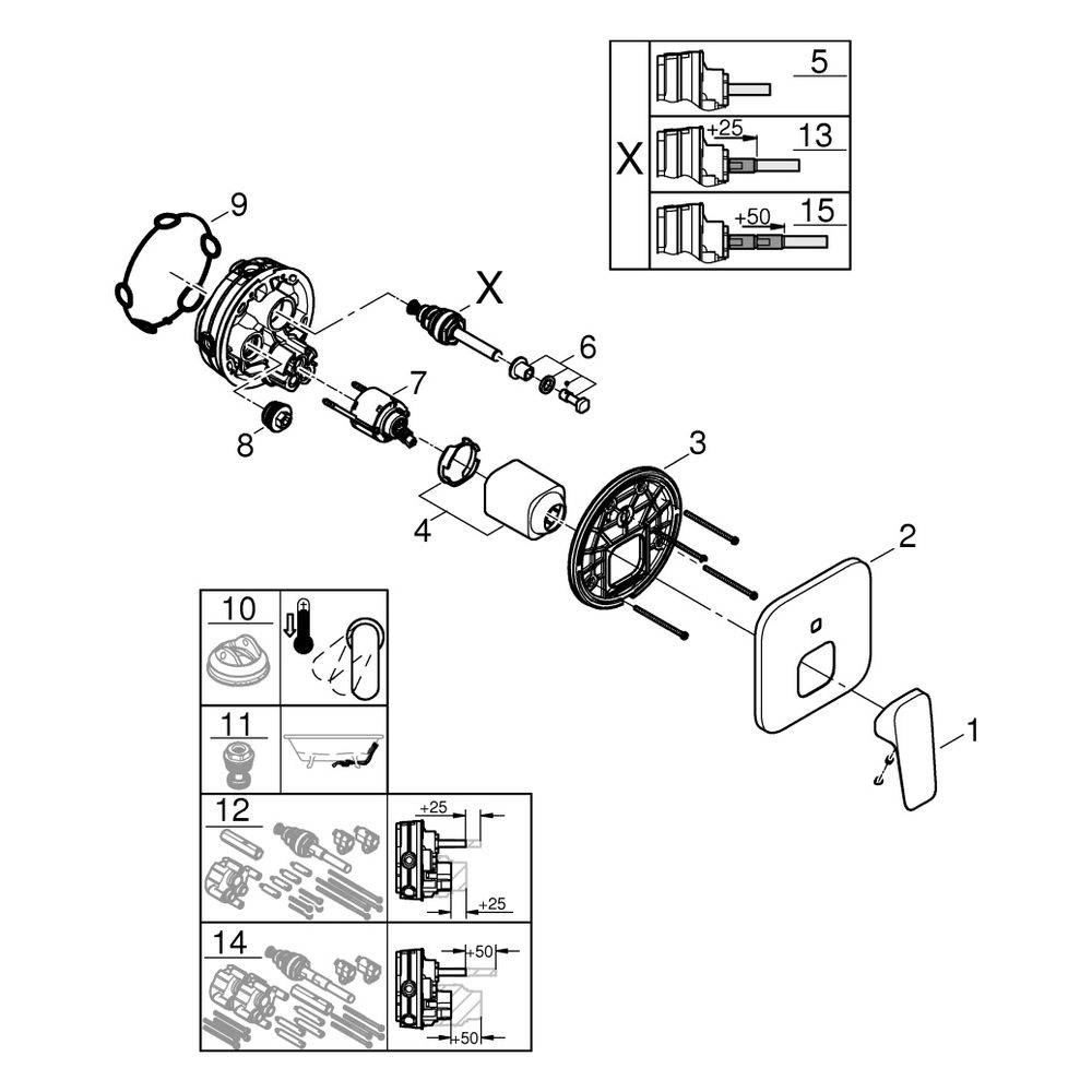 Grohe Einhand-Wannenbatterie Cubeo 101778, 1 Stk.-3