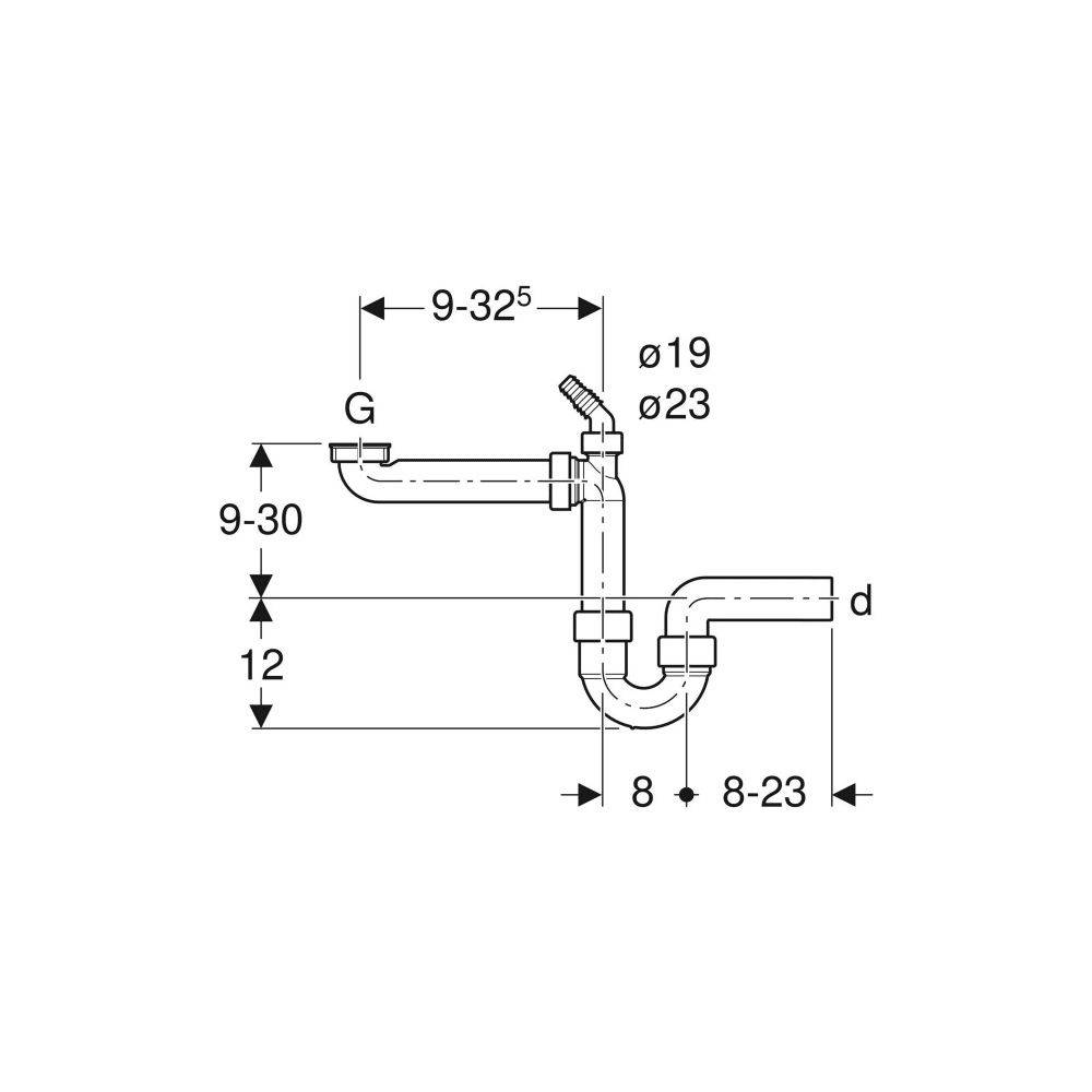 Geberit Fertigablauf 1teilig d40mm G1 1/2 weiss mit Schlauchtuelle, 1 Stk.-3