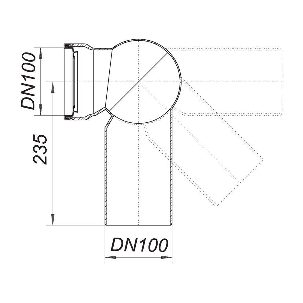 Dallmer Atlasbogen 87, DN 100, verstellbar von 0-90 Grad, PP, Weiß, 280527-1