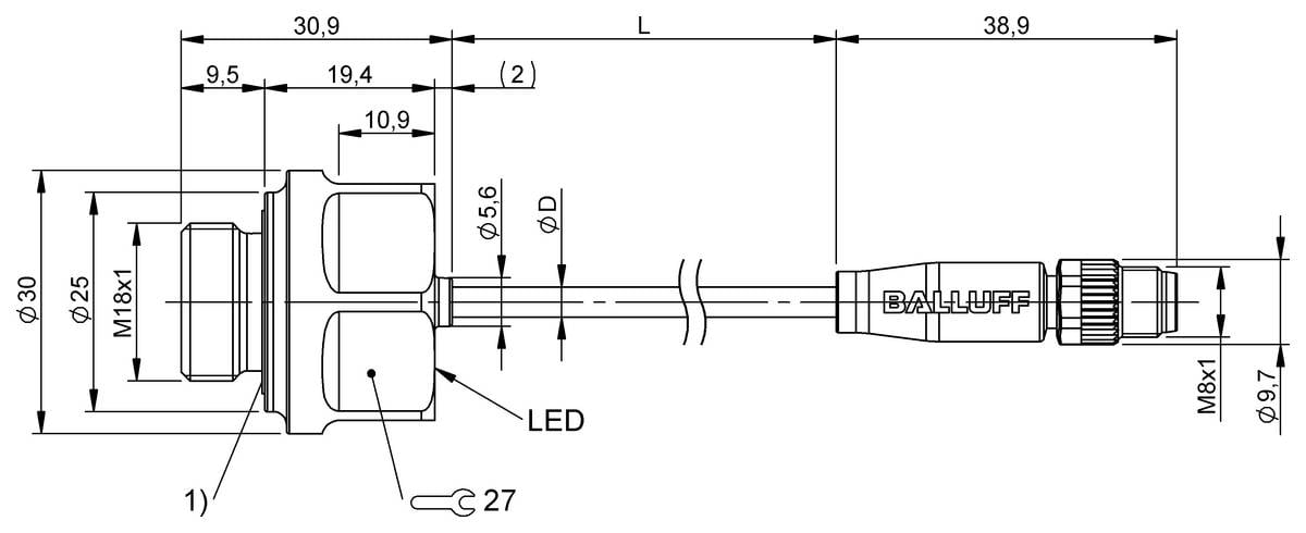 BALLUFF Ultraschall-Flüssigkeitssensor - BFD0001, 1 St.-2