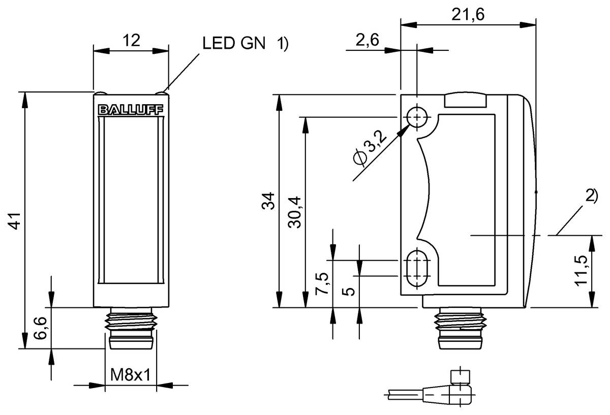 BALLUFF Optoelektronischer Sensor - BOS02E5, 1 St.-1