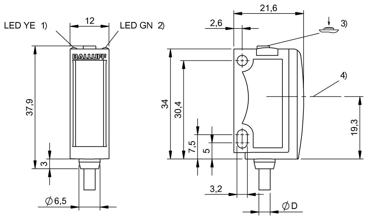 BALLUFF Optoelektronischer Sensor - BOS02E3, 1 St.-1