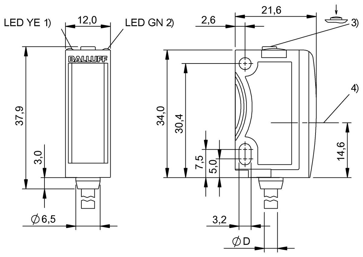 BALLUFF Optoelektronischer Sensor - BOS02F1, 1 St.-1