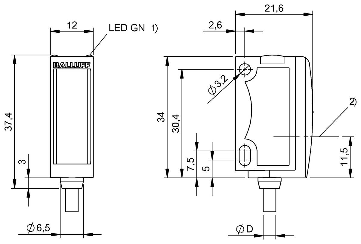 BALLUFF Optoelektronischer Sensor - BOS02F4, 1 St.-1