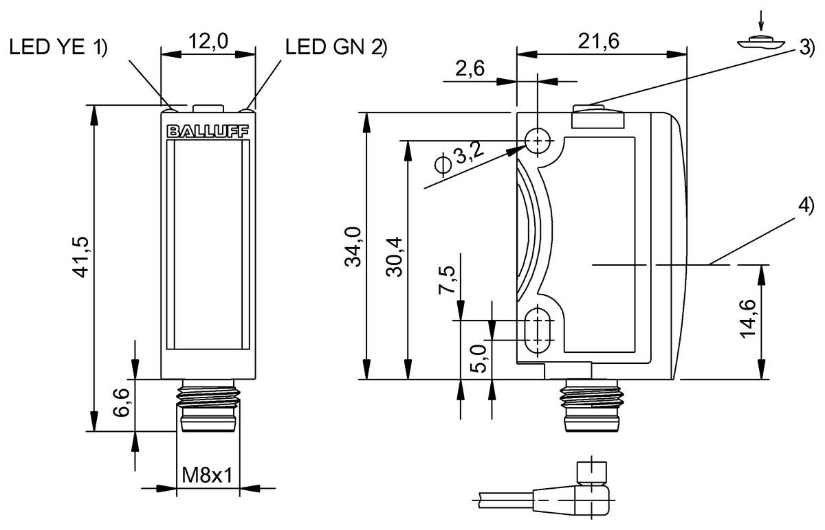 BALLUFF Optoelektronischer Sensor - BOS02F2, 1 St.-1