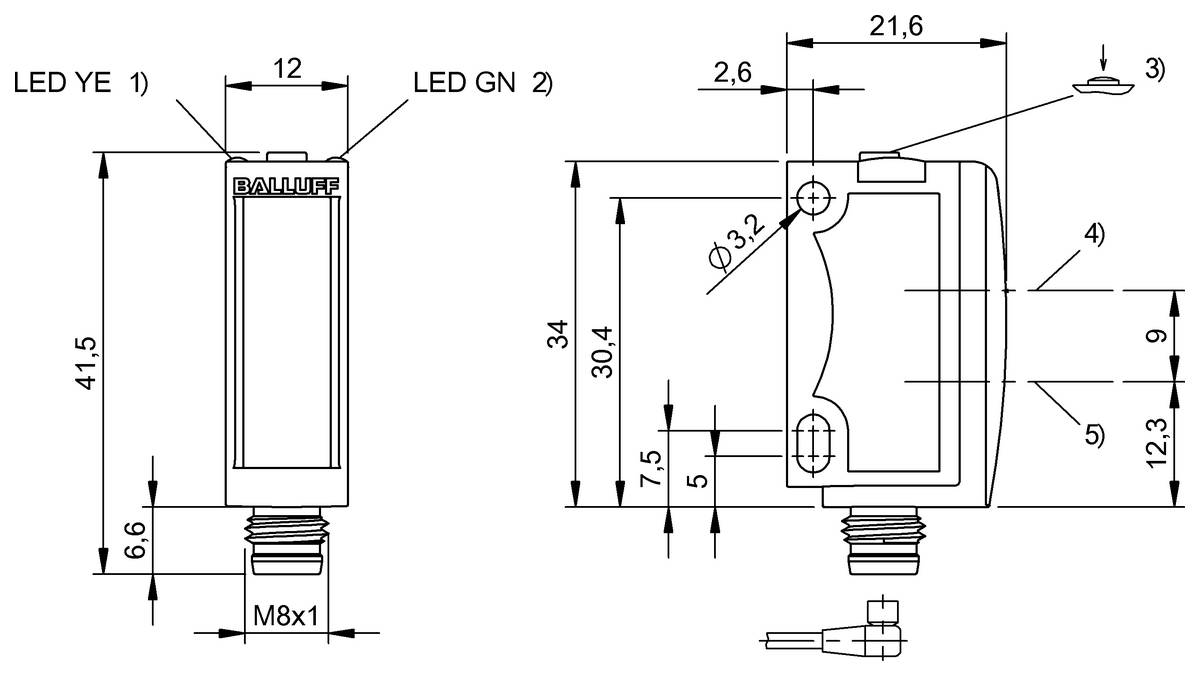 BALLUFF Optoelektronischer Sensor - BOS02CL, 1 St.-1