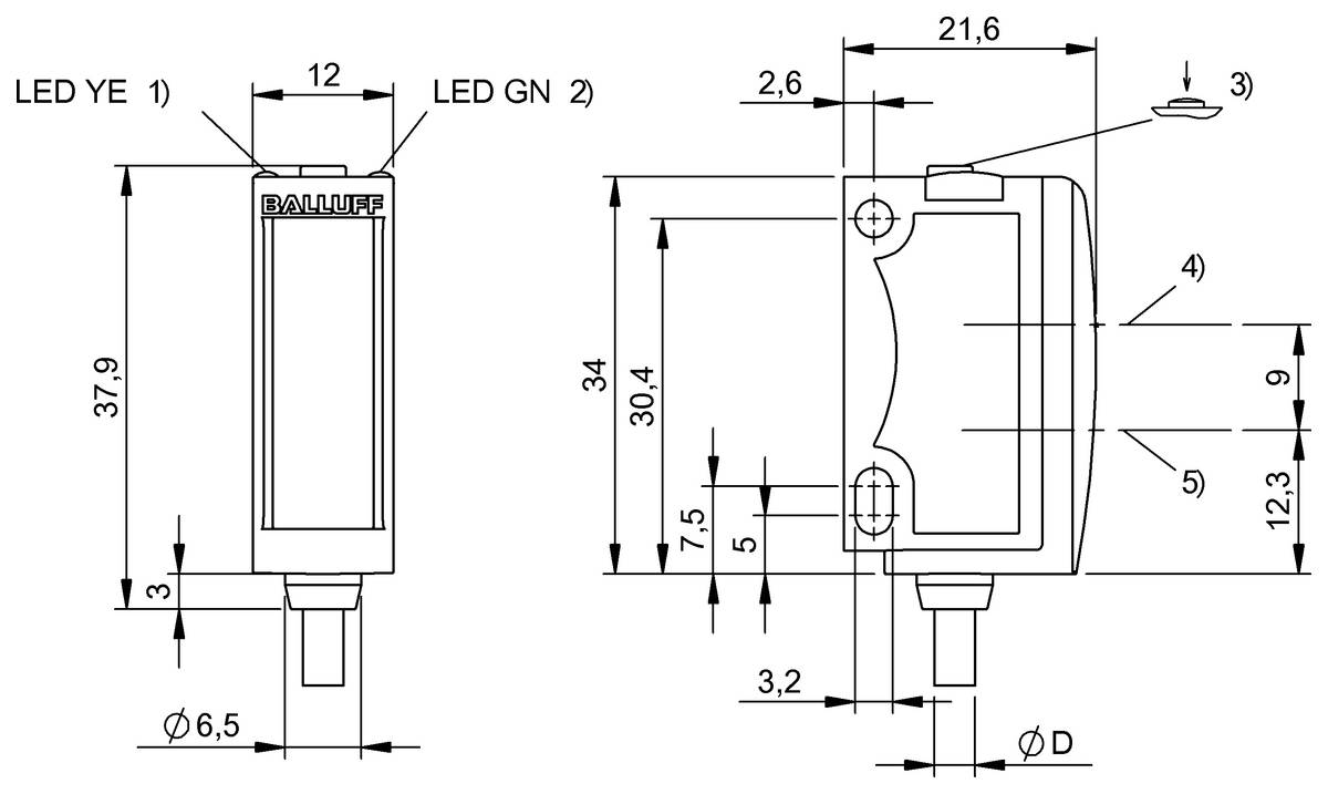 BALLUFF Optoelektronischer Sensor - BOS02EY, 1 St.-1