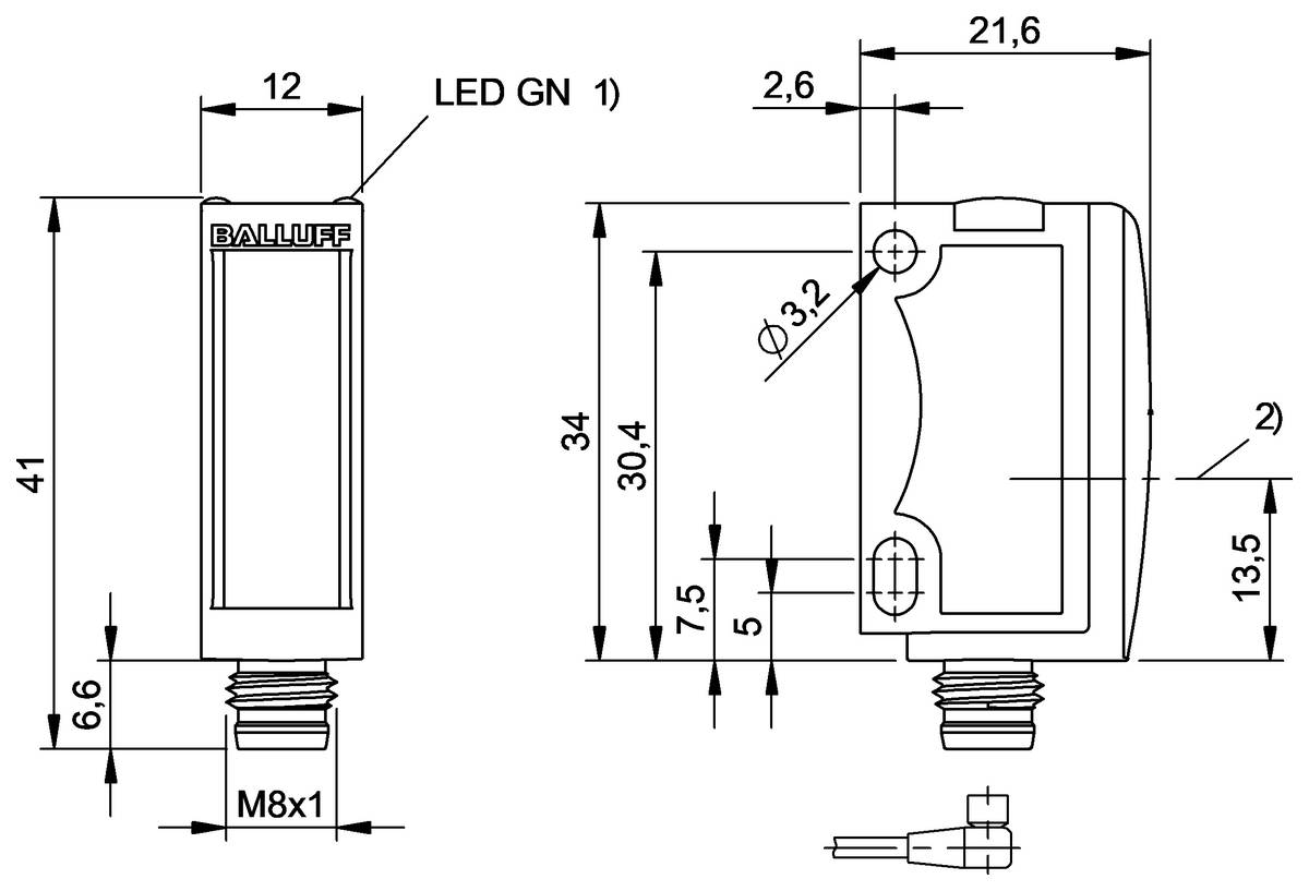 BALLUFF Optoelektronischer Sensor - BOS02F3, 1 St.-1