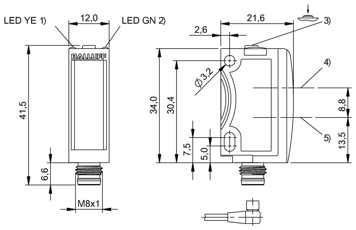 BALLUFF Optoelektronischer Sensor - BOS02EP, 1 St.-1