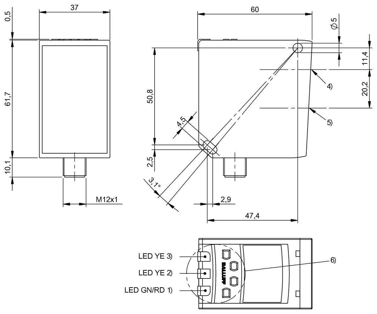 BALLUFF BOD 37M-LB01-S92, Optischer Sensor, P/n: BOD001W-1