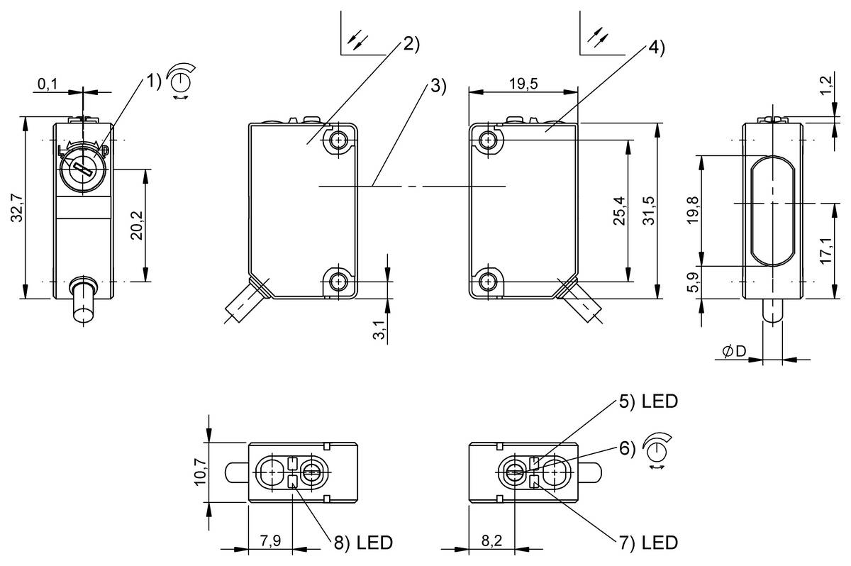 BALLUFF BOS R090K-NU-RX10-02, Optischer Sensor, P/n: BOS02AU-1