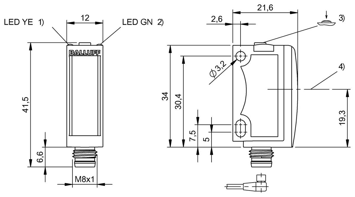 BALLUFF Optoelektronischer Sensor - BOS02E4, 1 St.-1