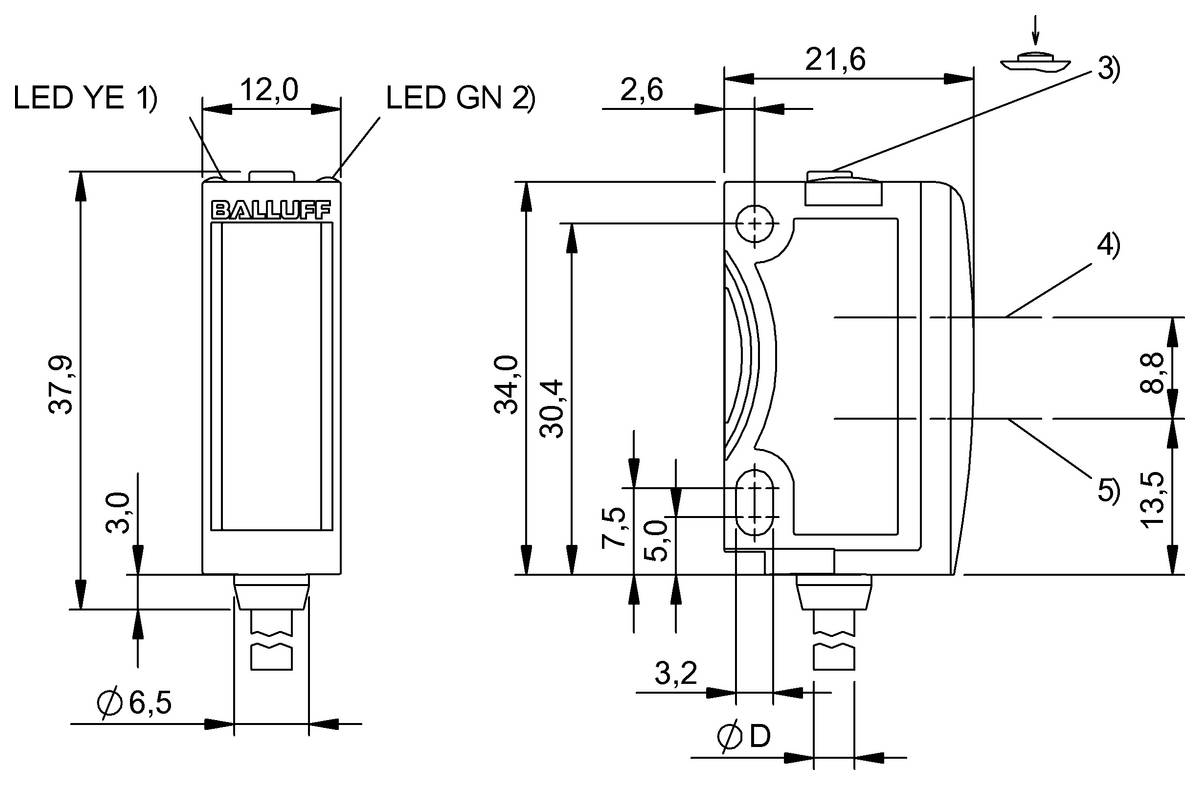 BALLUFF Optoelektronischer Sensor - BOS02EN, 1 St.-1