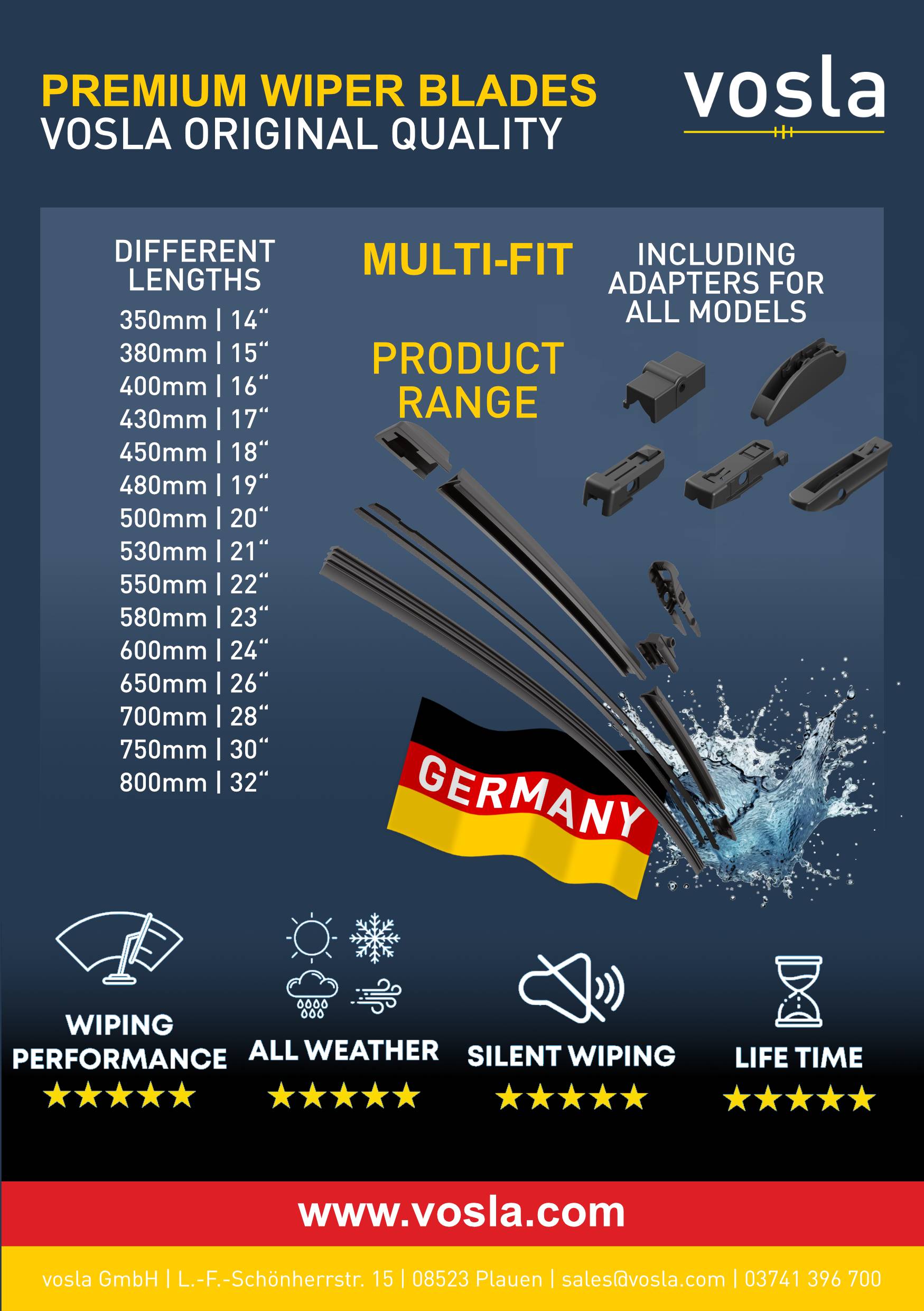vosla Scheibenwischer MULTI FIT WIPERBLADE KIT 18" 450mm-0