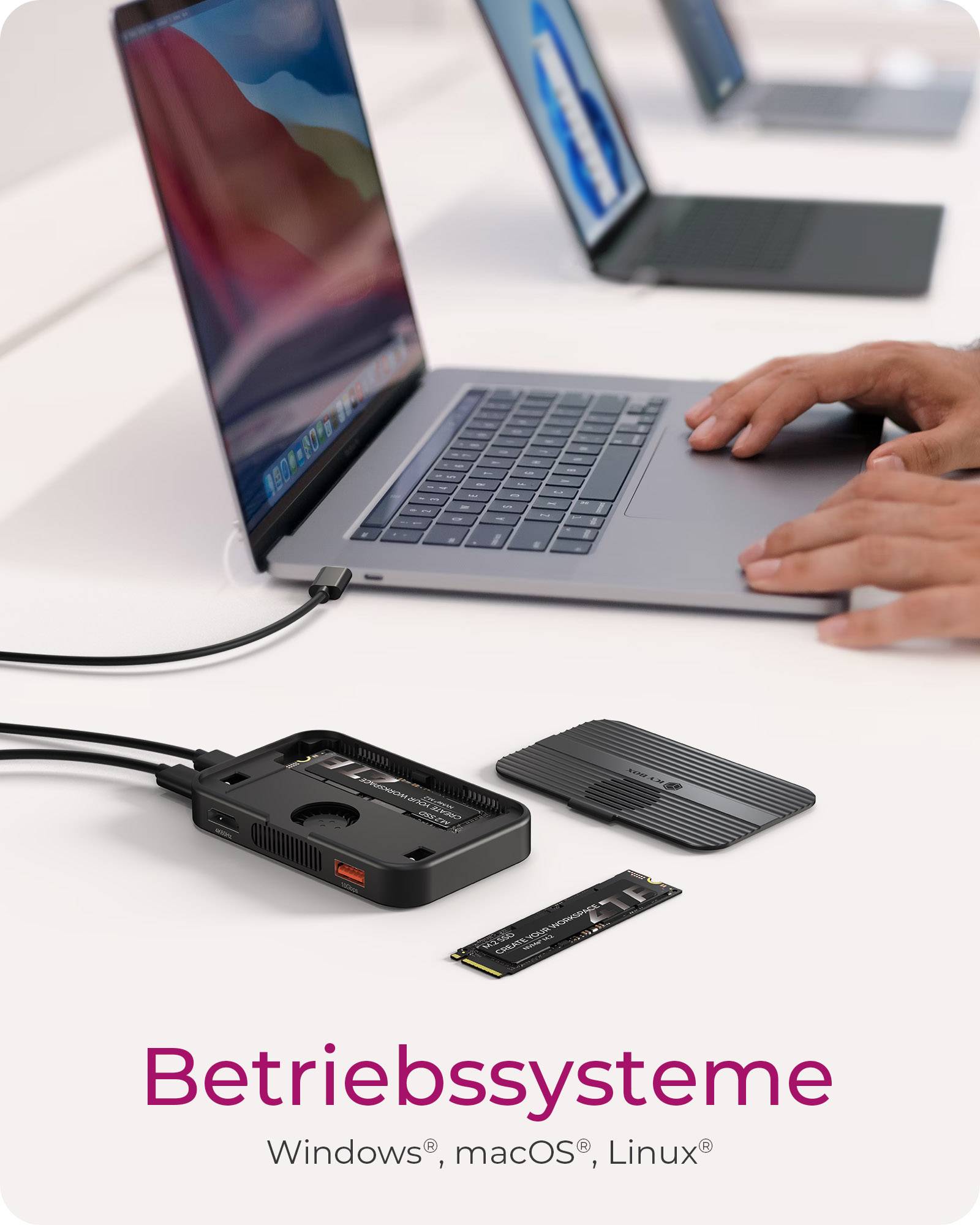 IB-DK4071M-CU31, 7 in 1 Docking m. Slot für M.2 NVME & SATA SSD, Host USB 3.2 Gen 2 Type-C+A 10 Gbit/s + Lüfter, Magnet-4
