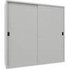 Schwerlast-Schiebetürenschrank Höhe 1950 mm Vollblechtüren BxT 2000 x 600 mm mit Trennwand und 2 x 4 Fachböden