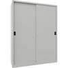 Schwerlast-Schiebetürenschrank Höhe 1950 mm Vollblechtüren BxT 1500 x 600 mm mit Trennwand und 2 x 4 Fachböden