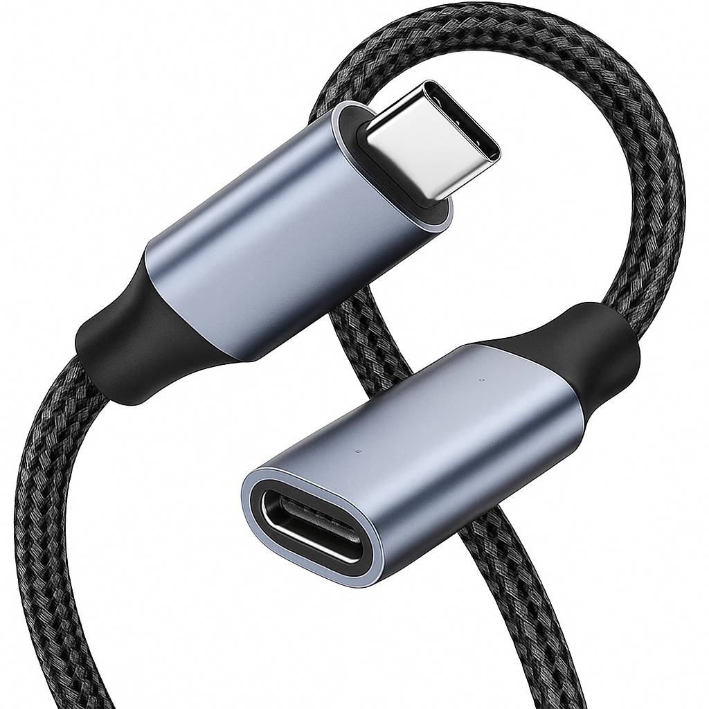 Nylon USB-C Verlängerungskabel 100W 2m – 4K 60Hz, 10Gbps, Schnellladen & Daten für Laptop, Smartphone, Kamera-0