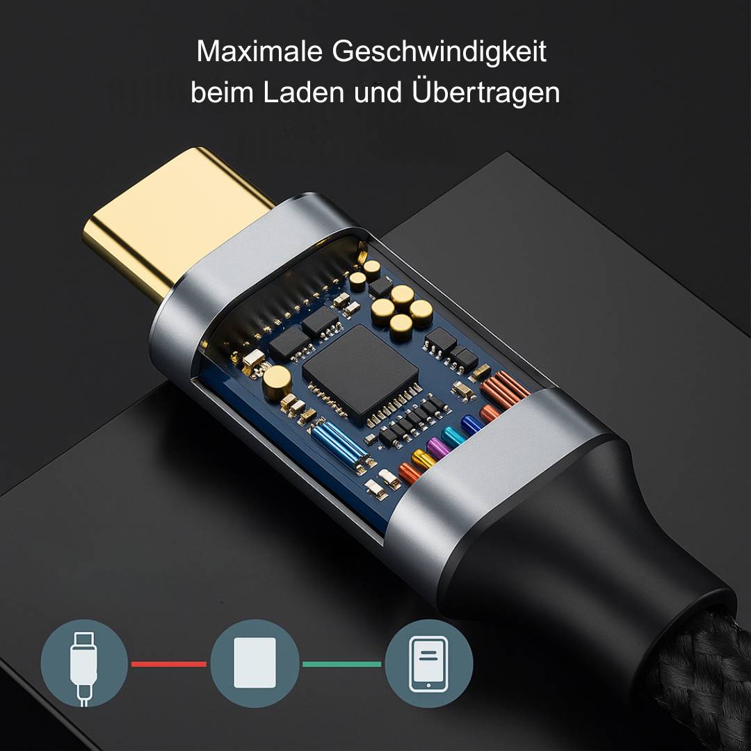 Nylon USB-C Verlängerungskabel 100W 2m – 4K 60Hz, 10Gbps, Schnellladen & Daten für Laptop, Smartphone, Kamera-2