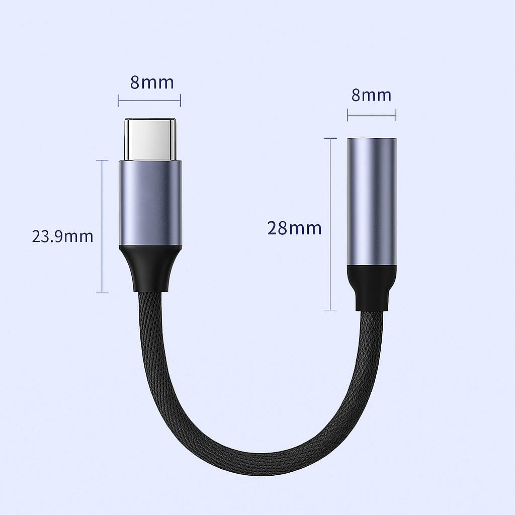 Nylon USB-C auf 3,5 mm Klinke Audio Adapter – robust & kompatibel-4