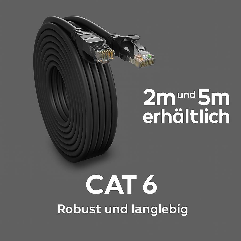 CAT6 Netzwerkkabel 2m rund – RJ45 FTP Patchkabel für DSL, LAN, Router, Switch, Modem, Patchpanel – 1 Gbit/s-3