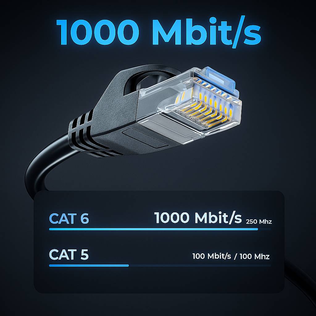 CAT6 Netzwerkkabel 2m rund – RJ45 FTP Patchkabel für DSL, LAN, Router, Switch, Modem, Patchpanel – 1 Gbit/s-4