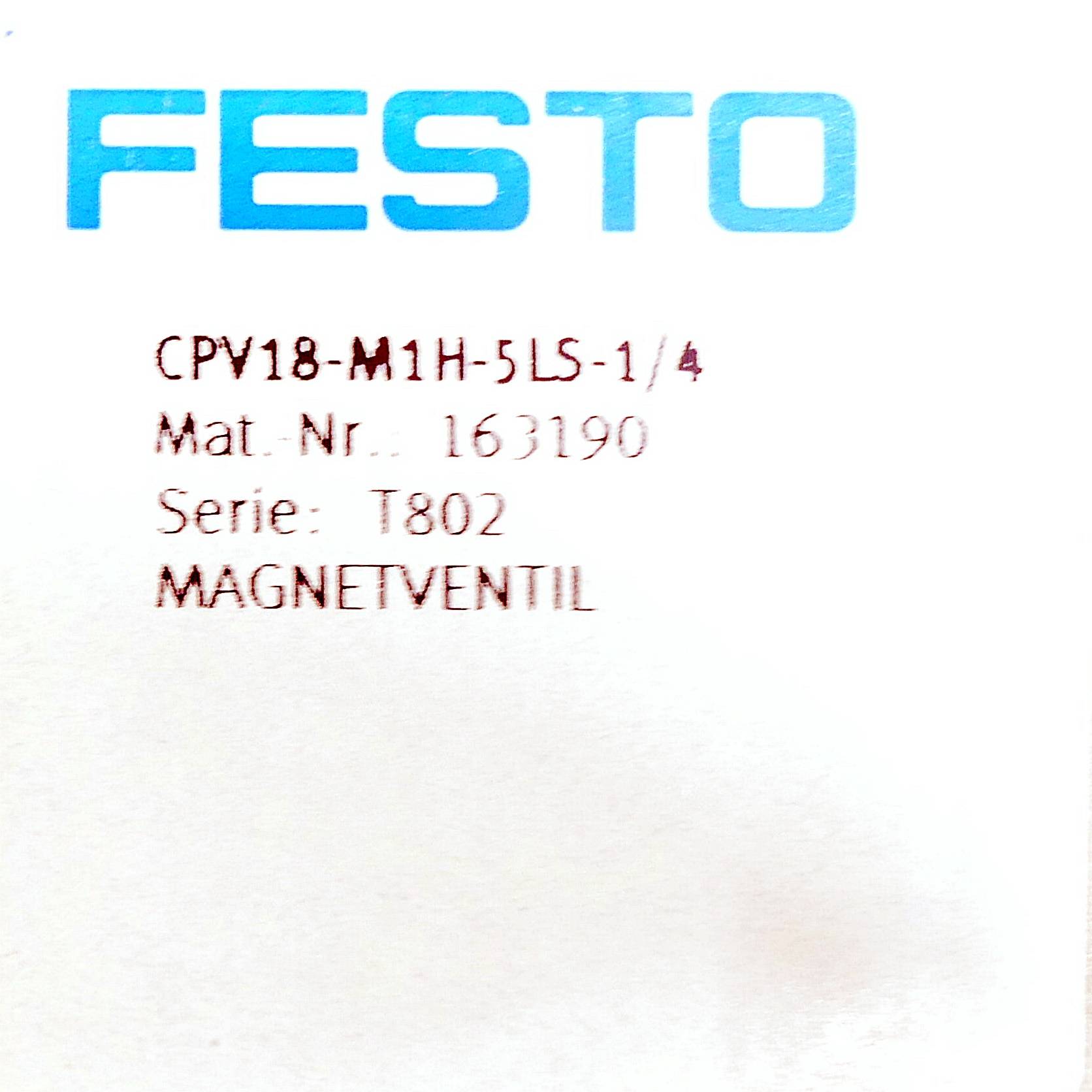 FESTO Magnetventil CPV18-M1H-5LS-1/4 163190 (CPV18-M1H-5LS-1/4 )-1