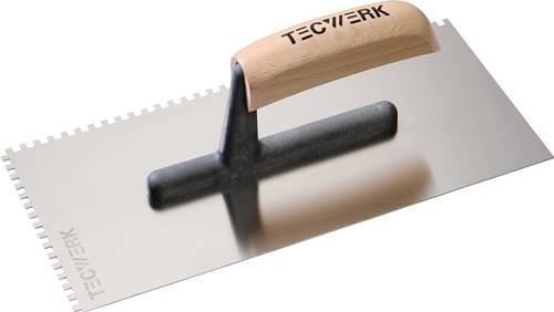 Glättekelle L.280mm B.130mm Zahn 4x4 rostfr.m.H-Heft VA S.0,7mm TECWERK-0