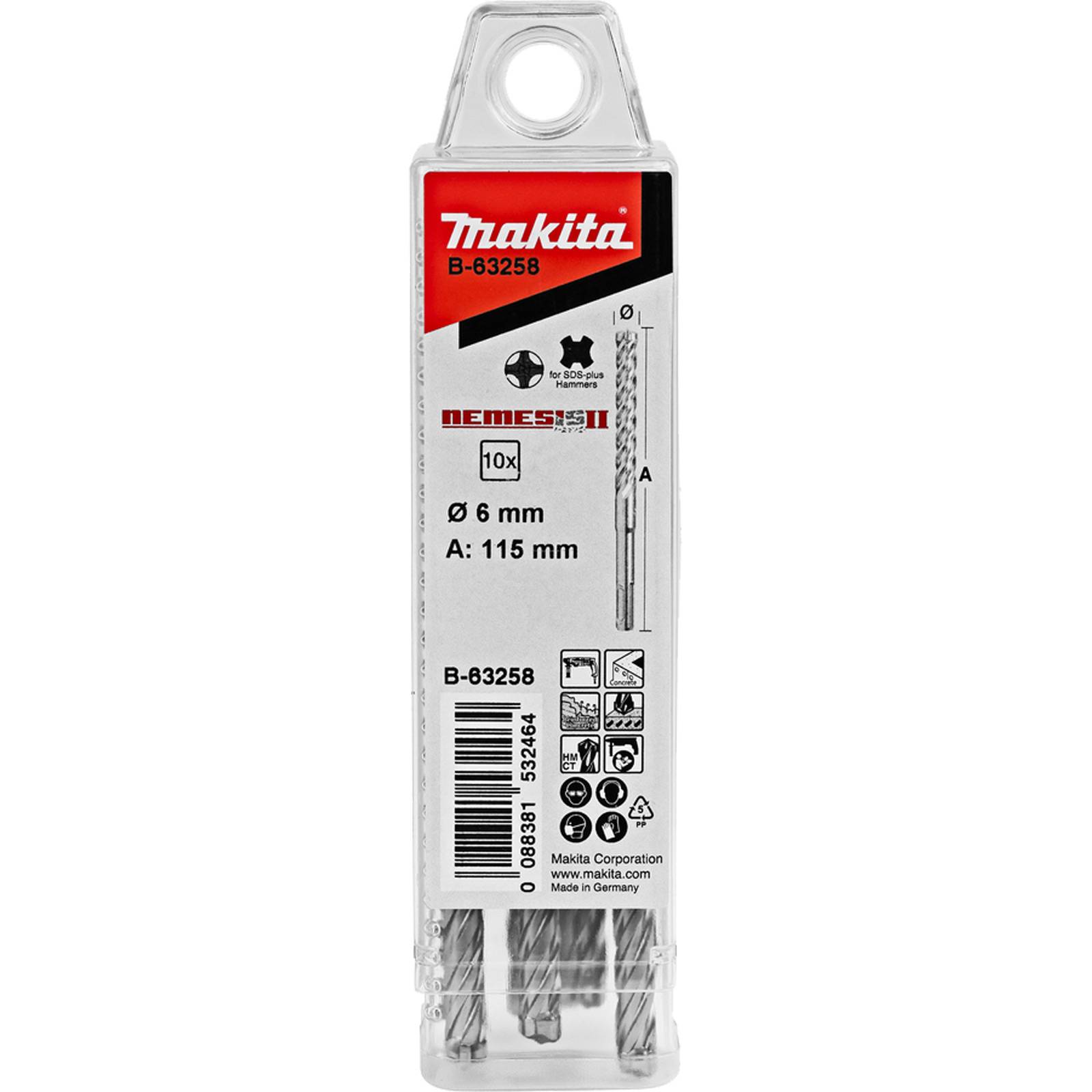 makita Hammerbohrer NEMESIS2 B-63258 D.6mm L.115mm SDS-Plus-1