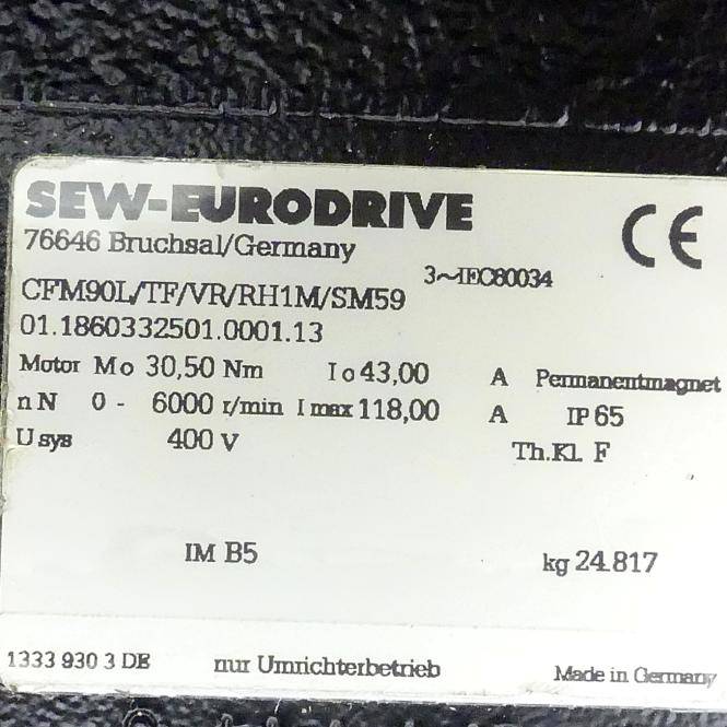 SEW-Eurodrive Getriebemotor CFM90L/TF/VR/RH1M/SM59 (01.1860332501.0001.13)-1
