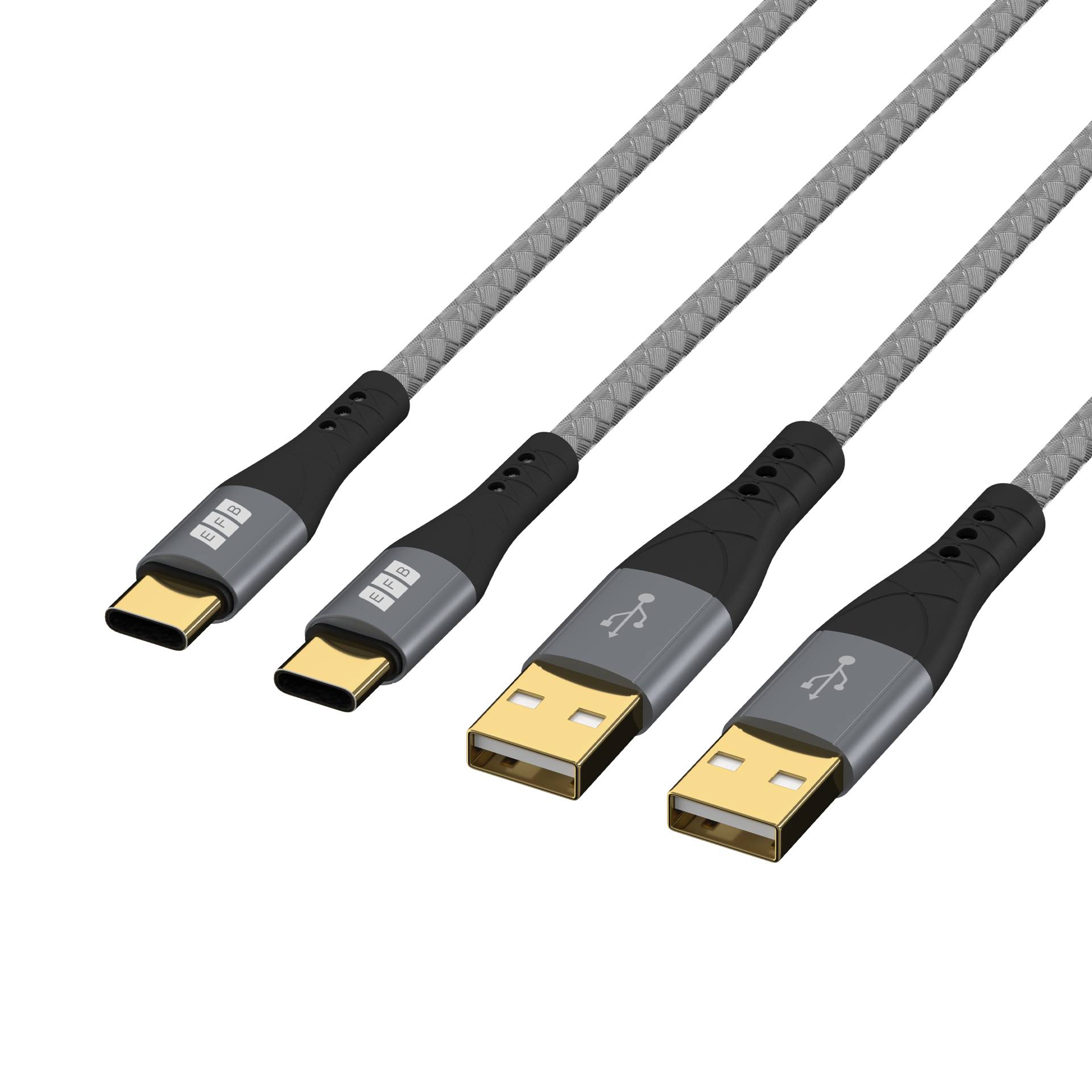 EFB Elektronik USB-A auf USB-C Kabelset 60W QC 3A 2x1m - Kabel-/Adapterset - Digital/Daten-1