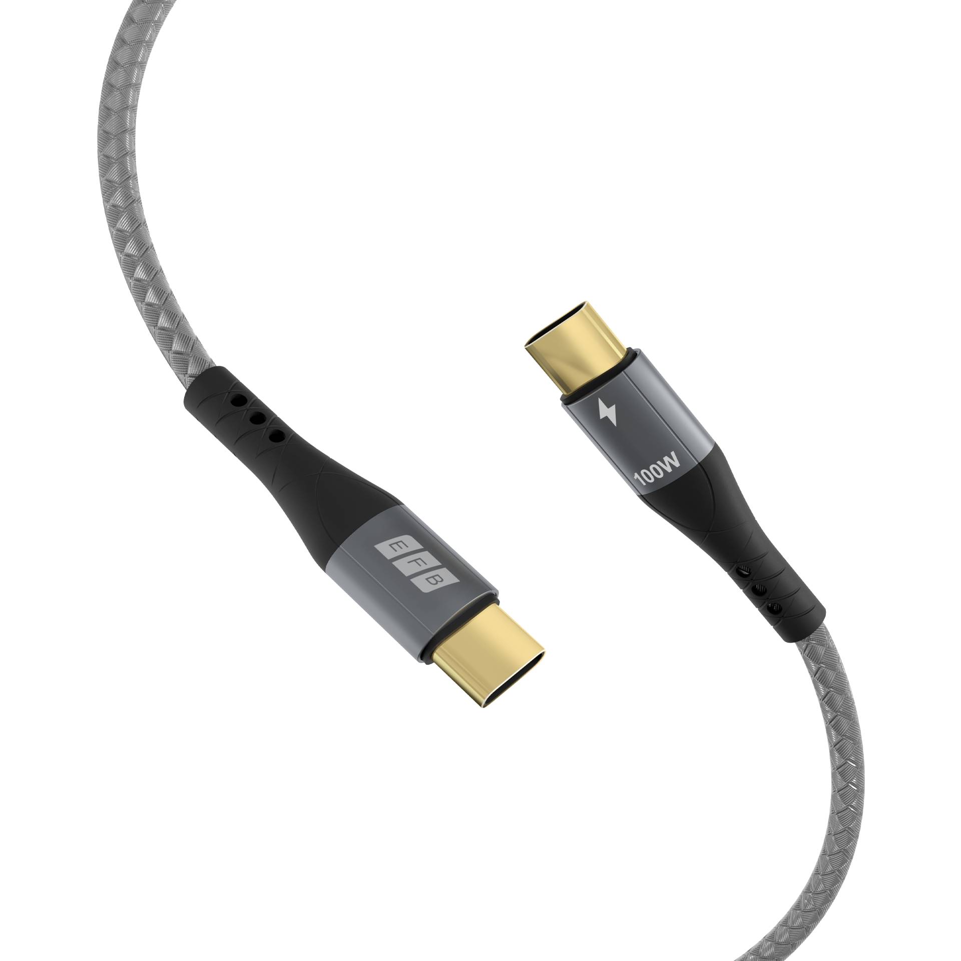 EFB Elektronik USB-C Kabel 100W PD 3.0 5A E-Marker Chip grau - Kabel - Digital/Daten-3