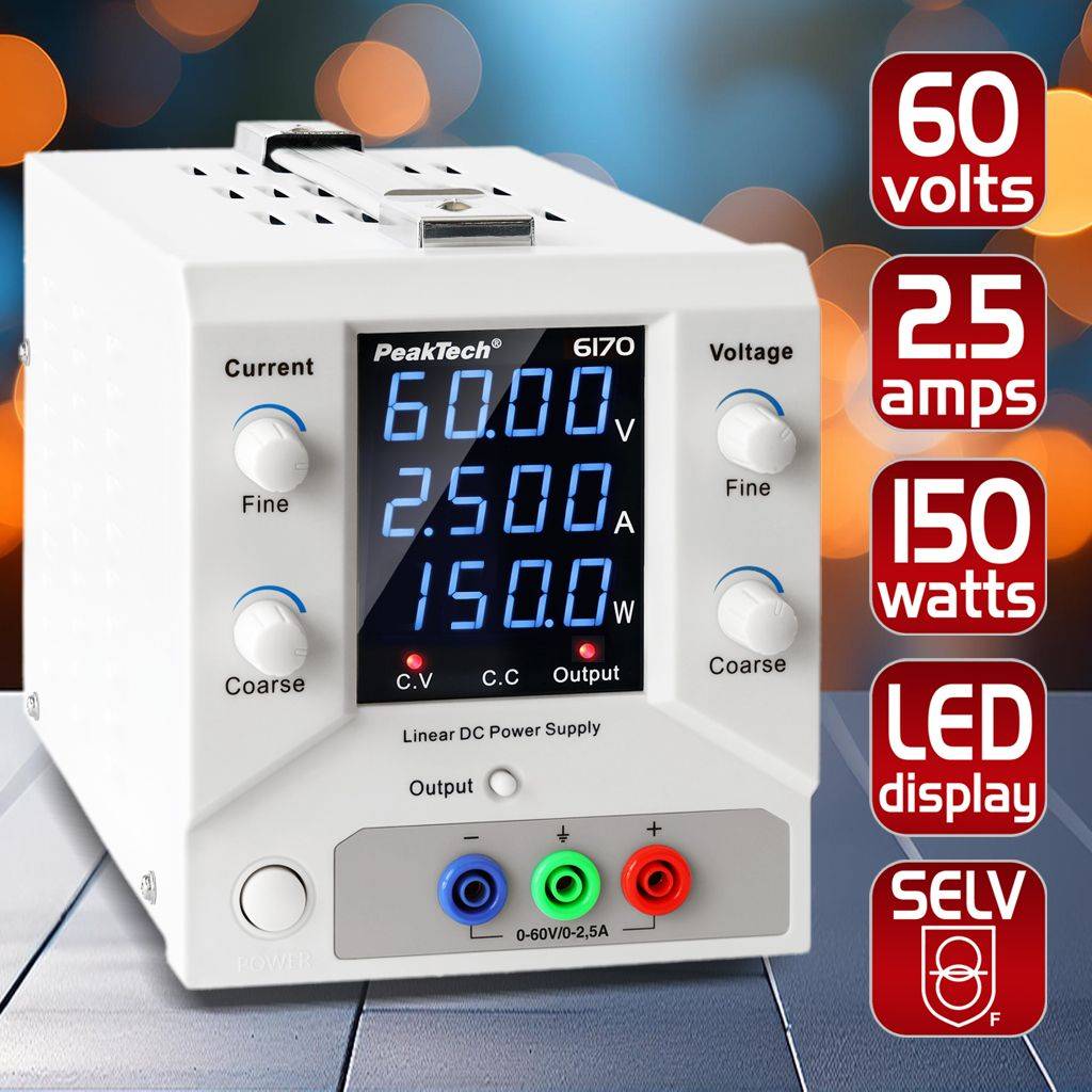 PeakTech P 6170 – Digital Labornetzgerät 0 - 60V / 0 - 2,5A DC-2