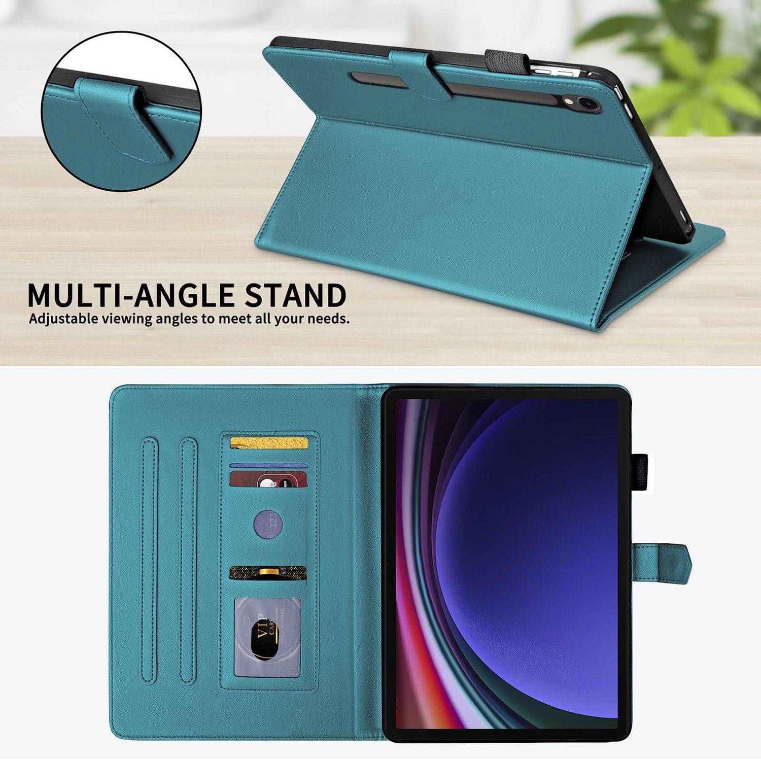 Für Samsung Galaxy Tab S10 FE Plus Design Kunstleder Hülle Grün-2