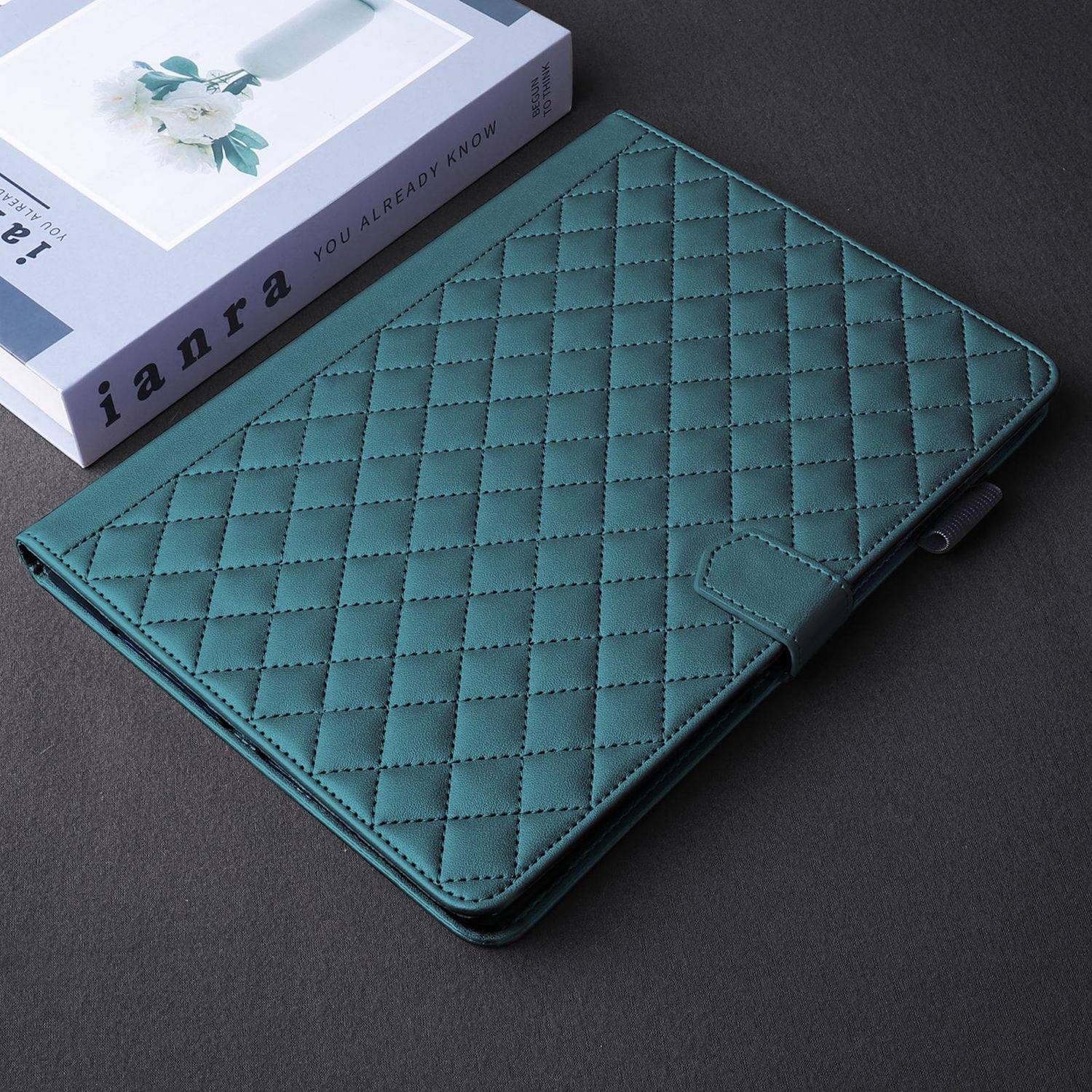 Für Samsung Galaxy Tab S10 FE Plus Design Kunstleder Hülle Grün-3