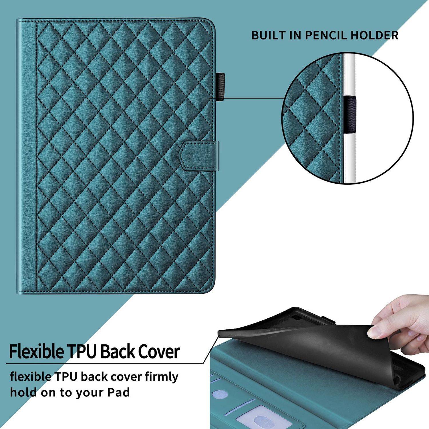 Für Samsung Galaxy Tab S10 FE Plus Design Kunstleder Hülle Grün-4