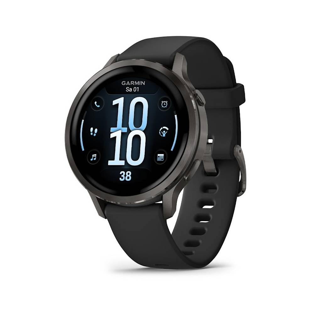 Venu 4 - 41 mm - Schiefer - intelligente Uhr mit Band - Silikon - schwarz - Hand-0