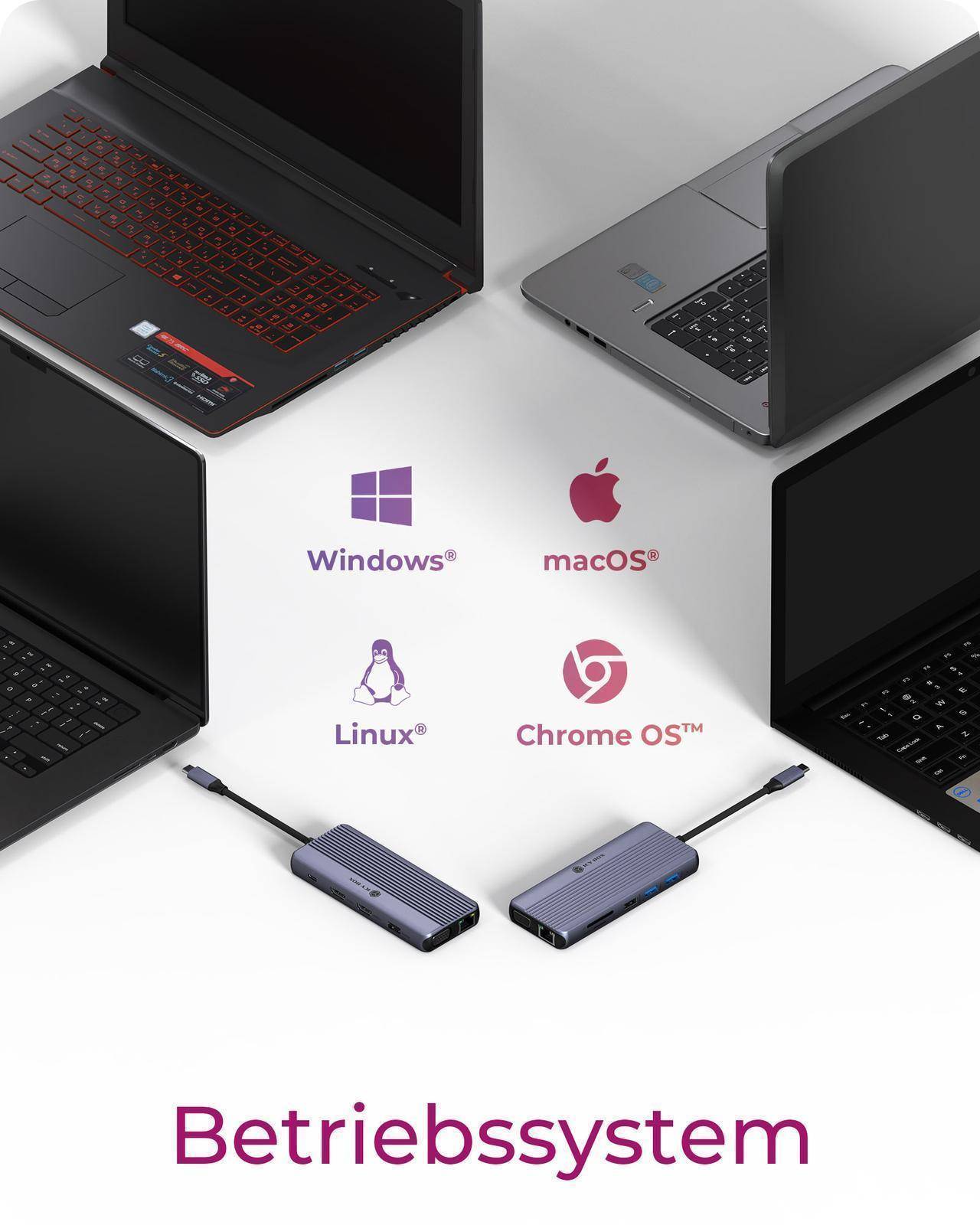 IB-DK4062-CPD, USB C DockingStation 12 in 1, triple display, 2x HDMI 4K60Hz, 1x VGA, Giga LAN, 4x USB Datenports-4