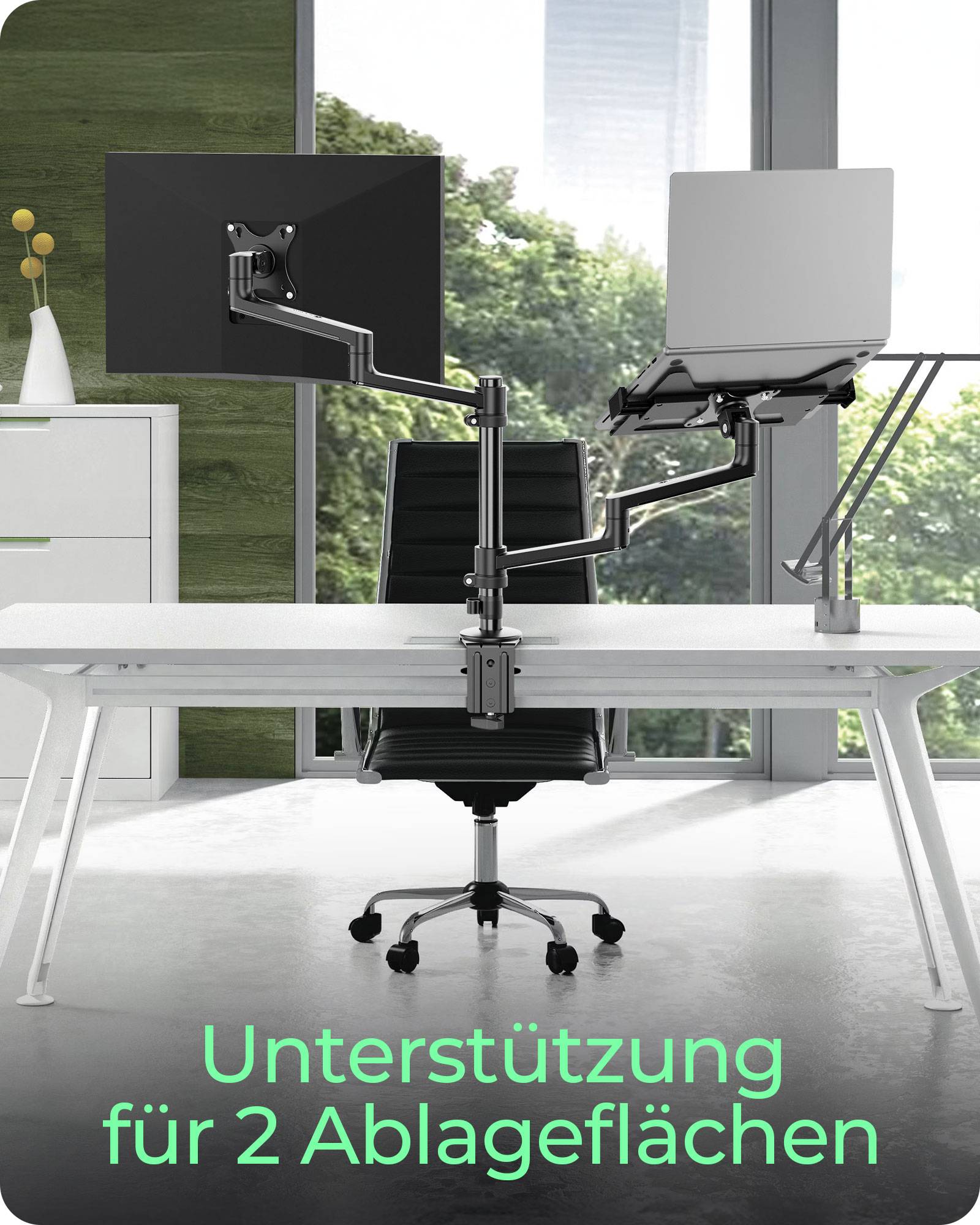 IB-MS622-T, Monitorständer für 1x Monitor bis zu 32" und 1x Notebook bis zu 17,3"-1